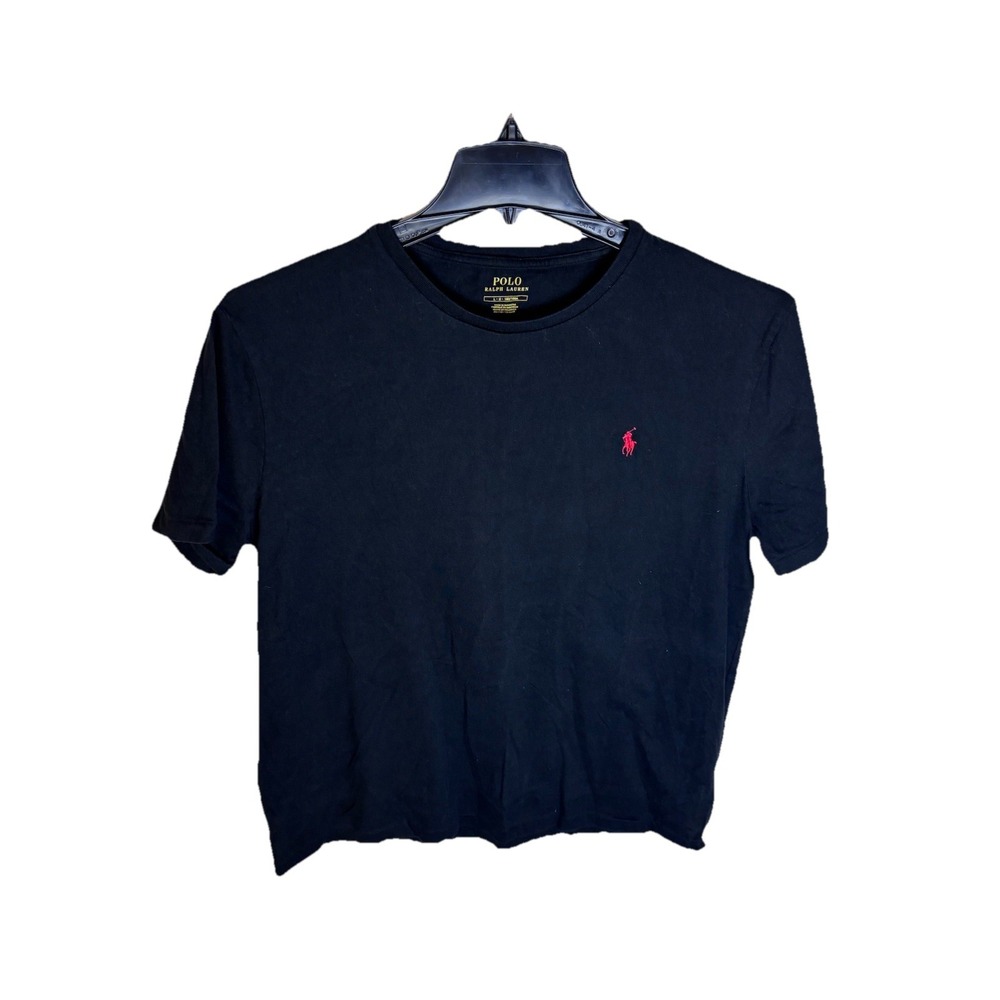 Polo Ralph Lauren Men's Adult Size Large T Shirt Black Crew Neck Red Logo
